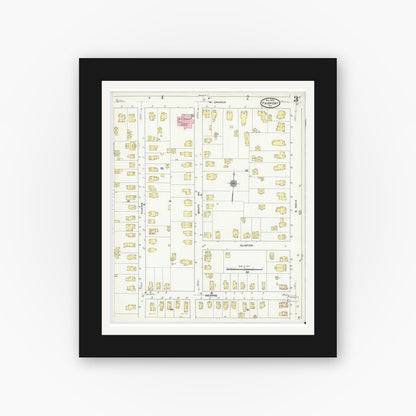Old map wall art mockup — black gallery frame with white mat — Sanborn Fire Insurance Map from Fairport, Monroe County, New York (1909), Sheet #0003