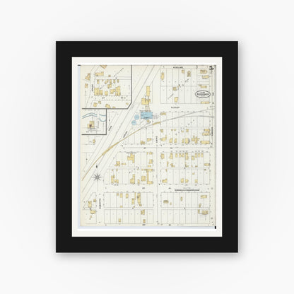 Old map wall art mockup — black gallery frame with white mat — Sanborn Fire Insurance Map from Bessemer, Gogebic County, Michigan (1898), Sheet #0005