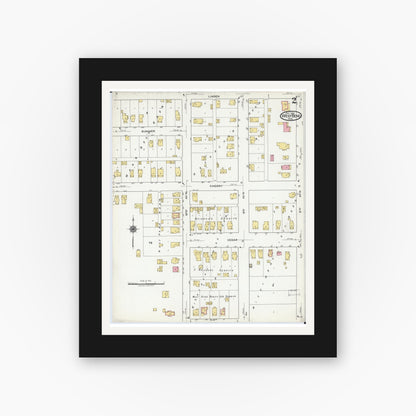 Old map wall art mockup — black gallery frame with white mat — Sanborn Fire Insurance Map from West Bend, Washington County, Wisconsin (1919), Sheet #0002