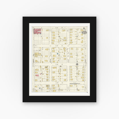 Old map wall art mockup — black gallery frame with white mat — Sanborn Fire Insurance Map from Dalhart, Dallam And Hartley County, Texas (1920), Sheet #0005