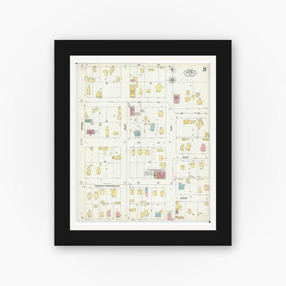 Old map wall art mockup — black gallery frame with white mat — Sanborn Fire Insurance Map from Peru, La Salle County, Illinois (1902), Sheet #0003