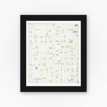 Old map wall art mockup — black gallery frame with white mat — Sanborn Fire Insurance Map from Alpena, Alpena County, Michigan (1901), Sheet #0029