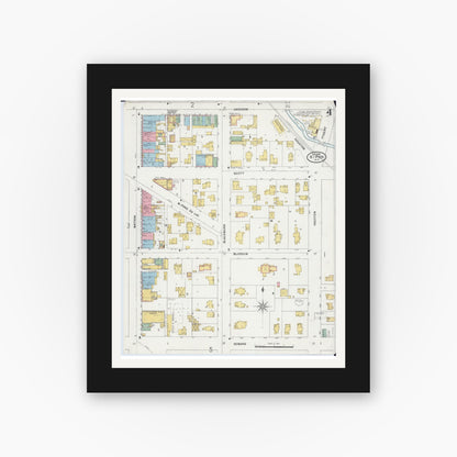 Old map wall art mockup — black gallery frame with white mat — Sanborn Fire Insurance Map from Ripon, Fond du Lac County, Wisconsin (1898), Sheet #0004
