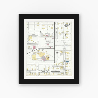 Old map wall art mockup — black gallery frame with white mat — Sanborn Fire Insurance Map from Upland, Grant County, Indiana (1920), Sheet #0002