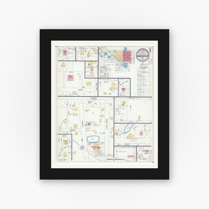 Old map wall art mockup — black gallery frame with white mat — Sanborn Fire Insurance Map from Bowling Green, Pike County, Missouri (1902) - Complete Map Set