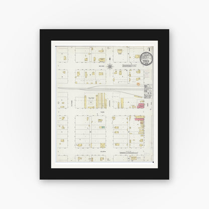 Old map wall art mockup — black gallery frame with white mat — Sanborn Fire Insurance Map from Rankin, Vermilion County, Illinois (1900) - Complete Map Set