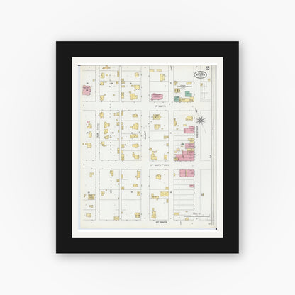 Old map wall art mockup — black gallery frame with white mat — Sanborn Fire Insurance Map from Neoga, Cumberland County, Illinois (1905), Sheet #0002
