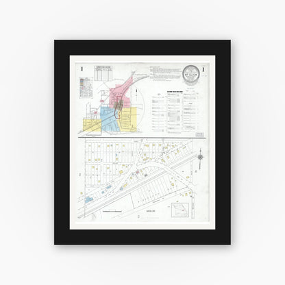 Old map wall art mockup — black gallery frame with white mat — Sanborn Fire Insurance Map from Saint Clair, Franklin County, Missouri (1950) - Complete Map Set