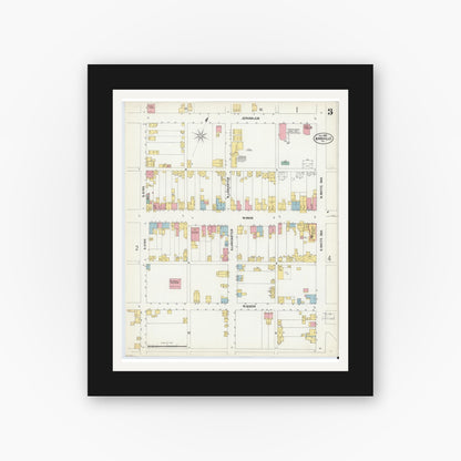 Old map wall art mockup — black gallery frame with white mat — Sanborn Fire Insurance Map from Annville, Lebanon County, Pennsylvania (1902), Sheet #0003