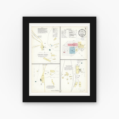 Old map wall art mockup — black gallery frame with white mat — Sanborn Fire Insurance Map from Sisson, Siskiyou County, California (1897) - Complete Map Set