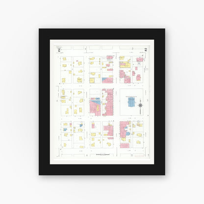 Old map wall art mockup — black gallery frame with white mat — Sanborn Fire Insurance Map from Eureka, Woodford County, Illinois (1941), Sheet #0002