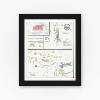 Old map wall art mockup — black gallery frame with white mat — Sanborn Fire Insurance Map from Chittenango, Madison County, New York (1911) - Complete Map Set