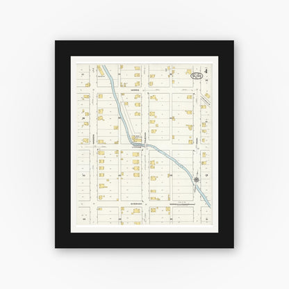 Old map wall art mockup — black gallery frame with white mat — Sanborn Fire Insurance Map from Sligo, Clarion County, Pennsylvania (1921), Sheet #0004