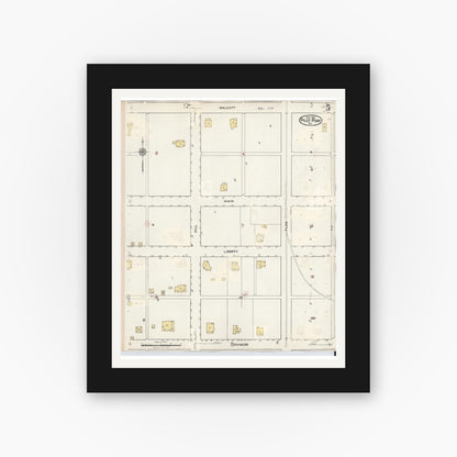 Old map wall art mockup — black gallery frame with white mat — Sanborn Fire Insurance Map from Pilot Point, Denton County, Texas (1940), Sheet #0005
