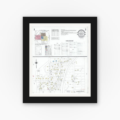 Old map wall art mockup — black gallery frame with white mat — Sanborn Fire Insurance Map from Stewartville, Olmsted County, Minnesota (1950), Sheet #0001