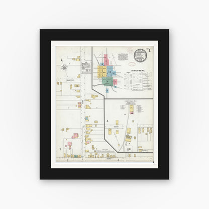 Old map wall art mockup — black gallery frame with white mat — Sanborn Fire Insurance Map from Leesburg, Loudoun County, Virginia (1899) - Complete Map Set