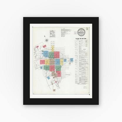 Old map wall art mockup — black gallery frame with white mat — Sanborn Fire Insurance Map from Marshfield, Wood County, Wisconsin (1904) - Complete Map Set