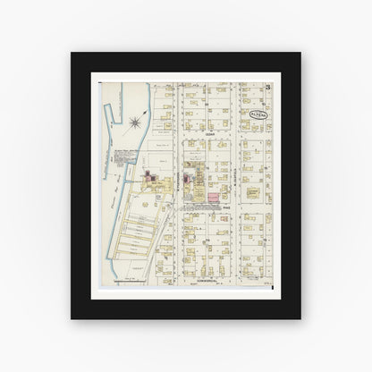 Old map wall art mockup — black gallery frame with white mat — Sanborn Fire Insurance Map from Alpena, Alpena County, Michigan (1890), Sheet #0003