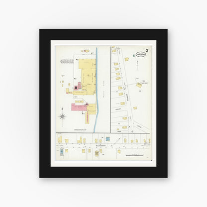 Old map wall art mockup — black gallery frame with white mat — Sanborn Fire Insurance Map from Paulsboro, Gloucester County, New Jersey (1909), Sheet #0003