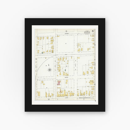Old map wall art mockup — black gallery frame with white mat — Sanborn Fire Insurance Map from Palatka, Putnam County, Florida (1903), Sheet #0006