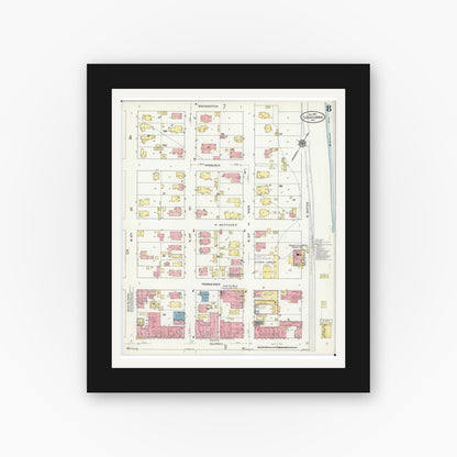 Old map wall art mockup — black gallery frame with white mat — Sanborn Fire Insurance Map from Louisiana, Pike County, Missouri (1909), Sheet #0008
