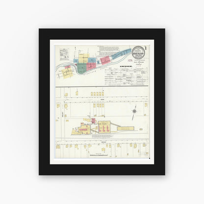 Old map wall art mockup — black gallery frame with white mat — Sanborn Fire Insurance Map from New Bethlehem, Clarion County, Pennsylvania (1910) - Complete Map Set
