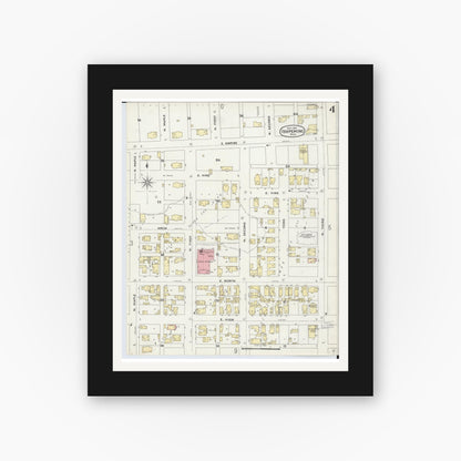 Old map wall art mockup — black gallery frame with white mat — Sanborn Fire Insurance Map from Ishpeming, Marquette County, Michigan (1897), Sheet #0004