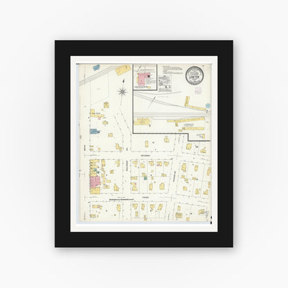 Old map wall art mockup — black gallery frame with white mat — Sanborn Fire Insurance Map from Lawton, Van Buren County, Michigan (1908) - Complete Map Set