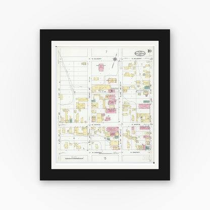 Old map wall art mockup — black gallery frame with white mat — Sanborn Fire Insurance Map from Stillwater, Washington County, Minnesota (1910), Sheet #0010