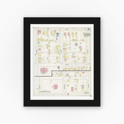 Old map wall art mockup — black gallery frame with white mat — Sanborn Fire Insurance Map from Hillsboro, Highland County, Ohio (1898), Sheet #0002