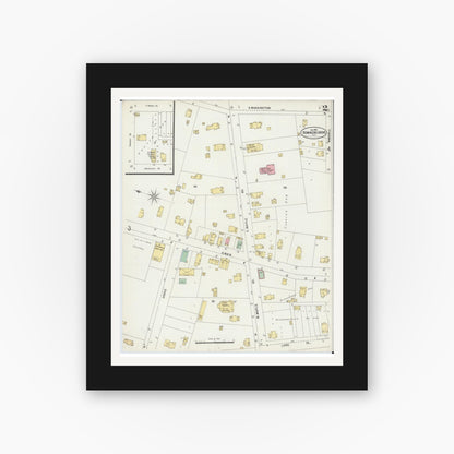 Old map wall art mockup — black gallery frame with white mat — Sanborn Fire Insurance Map from Downers Grove, Dupage County, Illinois (1898), Sheet #0002