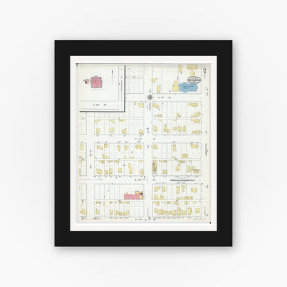 Old map wall art mockup — black gallery frame with white mat — Sanborn Fire Insurance Map from Washburn, Bayfield County, Wisconsin (1918), Sheet #0002