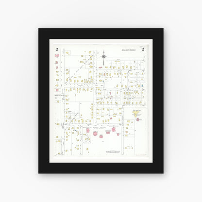 Old map wall art mockup — black gallery frame with white mat — Sanborn Fire Insurance Map from Eureka, Woodford County, Illinois (1941), Sheet #0005