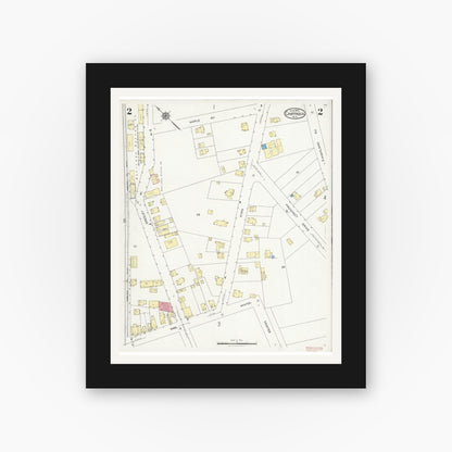 Old map wall art mockup — black gallery frame with white mat — Sanborn Fire Insurance Map from Chappaqua, Westchester County, New York (1925), Sheet #0002
