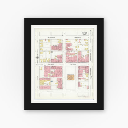 Old map wall art mockup — black gallery frame with white mat — Sanborn Fire Insurance Map from Tipton, Tipton County, Indiana (1915), Sheet #0007