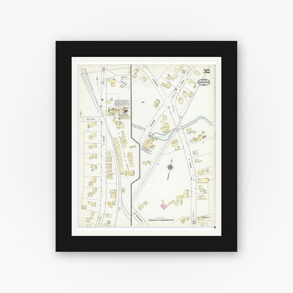 Old map wall art mockup — black gallery frame with white mat — Sanborn Fire Insurance Map from Gardner, Worcester County, Massachusetts (1914), Sheet #0032