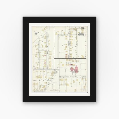 Old map wall art mockup — black gallery frame with white mat — Sanborn Fire Insurance Map from New Brighton, Beaver County, Pennsylvania (1913), Sheet #0023