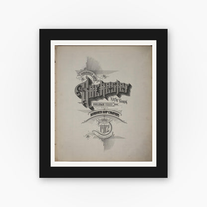 Old map wall art mockup — black gallery frame with white mat — Sanborn Fire Insurance Map from Rochester, Monroe County, New York (1912), Sheet #0001