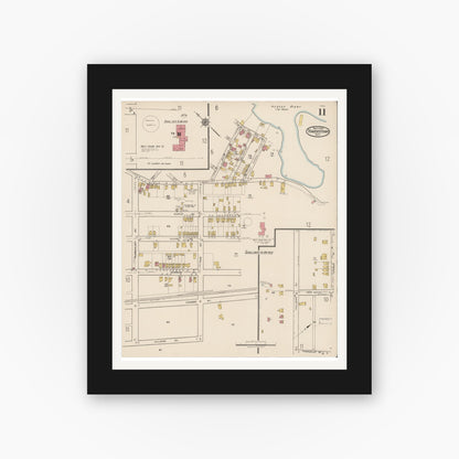 Old map wall art mockup — black gallery frame with white mat — Sanborn Fire Insurance Map from Haverstraw, Rockland County, New York (1921), Sheet #0011