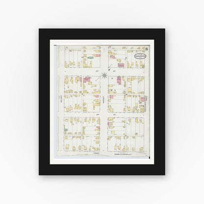 Old map wall art mockup — black gallery frame with white mat — Sanborn Fire Insurance Map from Canal Dover, Tuscarawas County, Ohio (1893), Sheet #0003