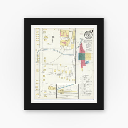Old map wall art mockup — black gallery frame with white mat — Sanborn Fire Insurance Map from Eldred, McKean County, Pennsylvania (1909) - Complete Map Set