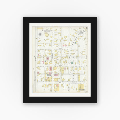 Old map wall art mockup — black gallery frame with white mat — Sanborn Fire Insurance Map from Crothersville, Jackson County, Indiana (1901), Sheet #0003