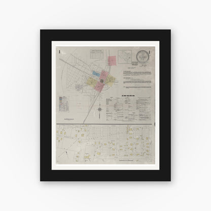 Old map wall art mockup — black gallery frame with white mat — Sanborn Fire Insurance Map from Silsbee, Hardin County, Texas (1937) - Complete Map Set
