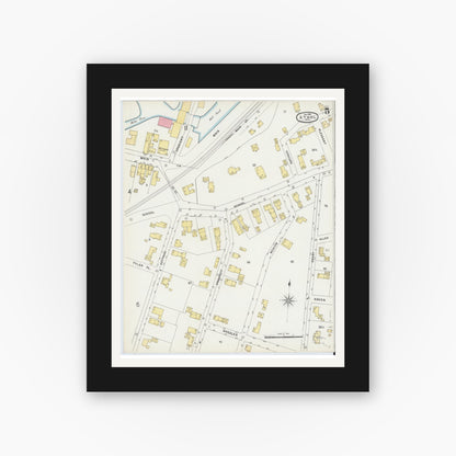 Old map wall art mockup — black gallery frame with white mat — Sanborn Fire Insurance Map from Athol, Worcester County, Massachusetts (1896), Sheet #0005