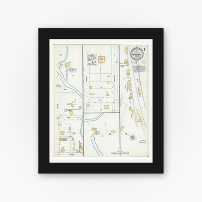 Old map wall art mockup — black gallery frame with white mat — Sanborn Fire Insurance Map from Mondovi, Buffalo County, Wisconsin (1903) - Complete Map Set