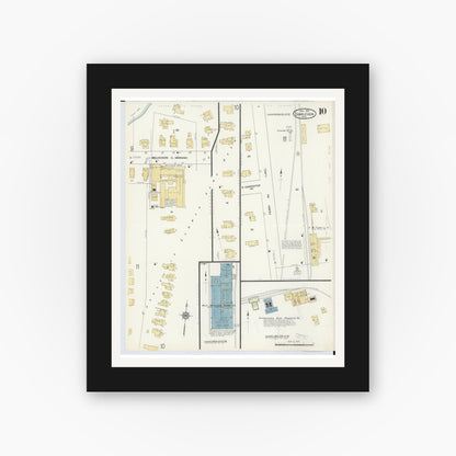 Old map wall art mockup — black gallery frame with white mat — Sanborn Fire Insurance Map from Charlevoix, Charlevoix County, Michigan (1912), Sheet #0010
