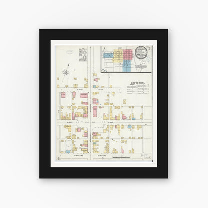 Old map wall art mockup — black gallery frame with white mat — Sanborn Fire Insurance Map from New Bloomfield, Perry County, Pennsylvania (1899) - Complete Map Set