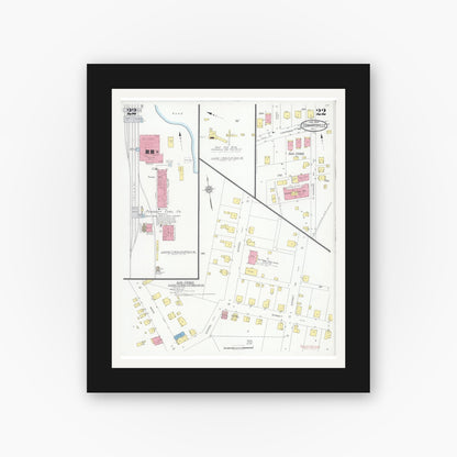 Old map wall art mockup — black gallery frame with white mat — Sanborn Fire Insurance Map from Edwardsville, Madison County, Illinois (1930), Sheet #0022