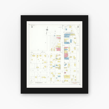 Old map wall art mockup — black gallery frame with white mat — Sanborn Fire Insurance Map from Lawton, Van Buren County, Michigan (1935), Sheet #0002