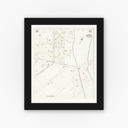Old map wall art mockup — black gallery frame with white mat — Sanborn Fire Insurance Map from Del Rio, Val Verde County, Texas (1930), Sheet #0021